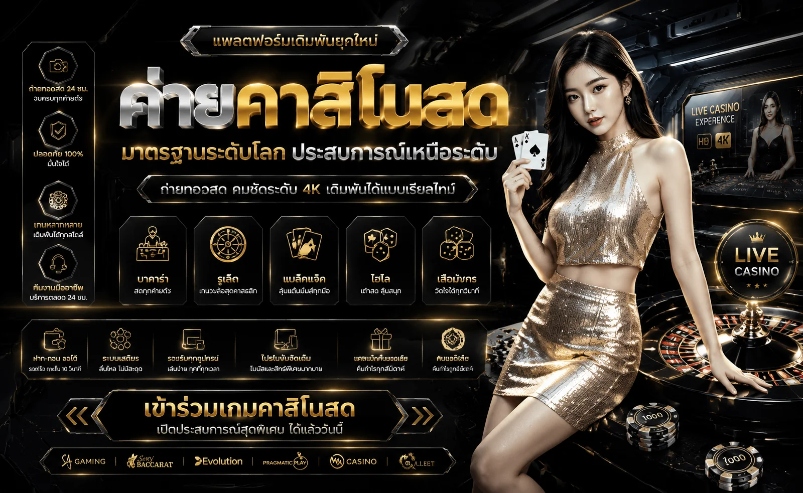 คาสิโนสดถ่ายทอดสดบาคาร่าบนเว็บ ร่ำรวย 777